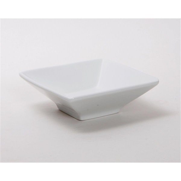 Tuxton China Mini Footed Square Bowl 6.5 oz. - Porcelain White - 2 Dozen BPB-065P